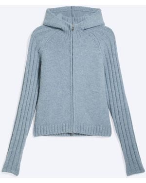 Weekday Gestrickter Zip-Hoodie - Blau