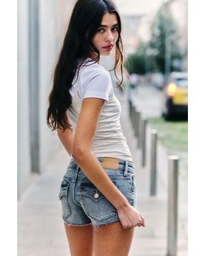 Monki Slim Low Rise Denim Hotpants - White