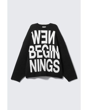 Weekday Oversized Jacquard Knitted Jumper - Black