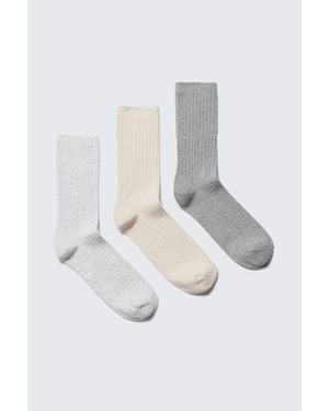 Weekday 3-Pack Rib Socks - White