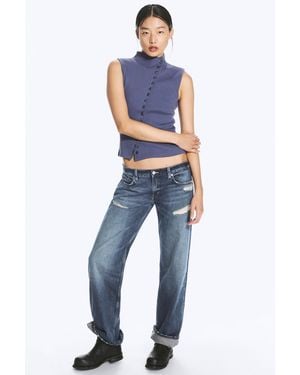 Weekday Asymmetrisches Top Mit Knöpfen - Blau