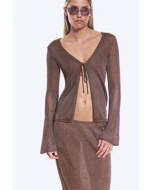 Monki V-Neck Knitted Cardigan - Brown