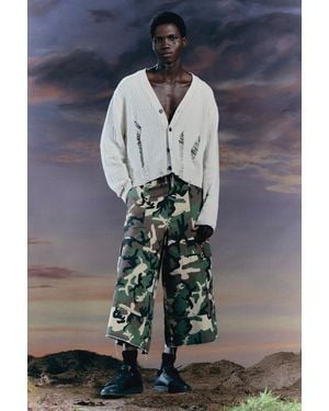 Weekday Long Cotton Cargo Shorts - Blue