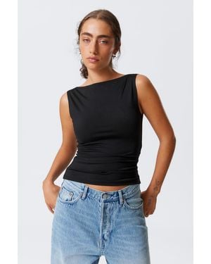 Weekday Annie Sleeveless Boat-Neck Top - Black