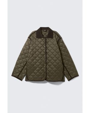 Weekday Oversized Quilted Liner Jacket - Green