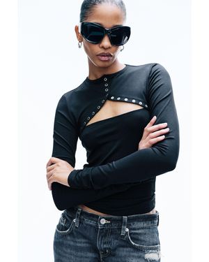 Weekday Snap Button Bolero - Black