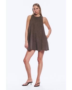Monki Sleeveless Cotton Twill Mini Dress - Brown