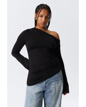 Weekday Drape Asymmetric Lyocell Top - Black