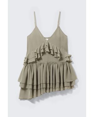Weekday Layered Ruffled Mini Cami Dress - Natural