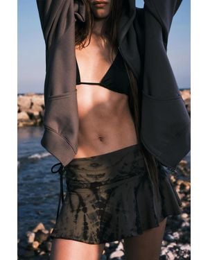 Weekday Wide Waist Cotton Mini Skirt - Brown