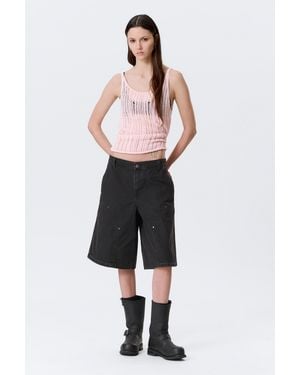 Weekday Low Rise Loose Washed Carpenter Shorts - Black