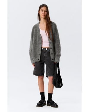 Weekday Mohair Blend Cardigan - Grey