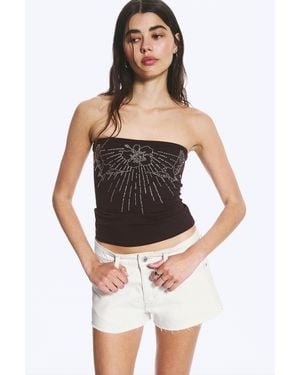 Monki Tube-Top Mit Strasssteinen - Schwarz
