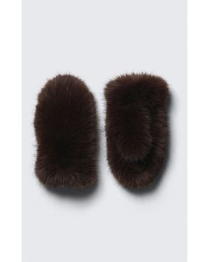 Weekday Faux Fur Mittens - Black
