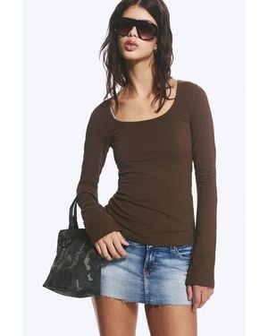 Monki Slim Scoop Neck Long-Sleeved Top - Black