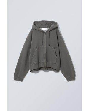 Weekday Boxy Heavyweight Zip Hoodie - Grey