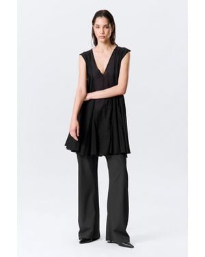 Weekday Flowy V-Neck Mini Dress - Black