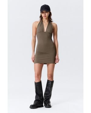 Weekday Sleeveless Halter Mini Dress - Natural