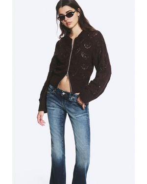 Monki Knitted Zip Cardigan - Blue