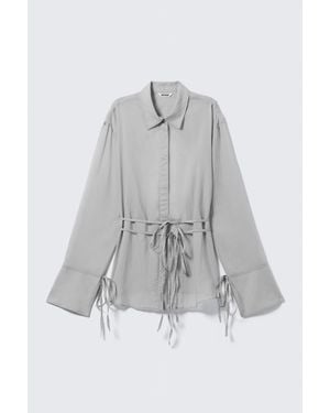 Weekday Long-Sleeved Open Back Tie Shirt - Blue