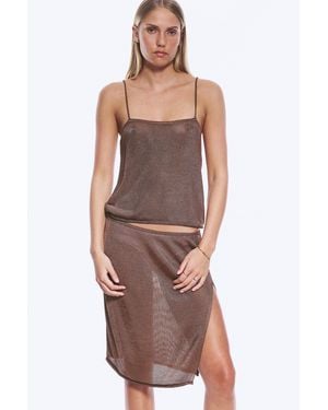 Monki Knitted Square Neck Camisole - Brown