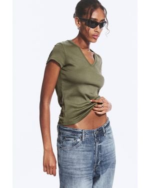 Weekday Slim Fit Deep V-Neck T-Shirt - Green