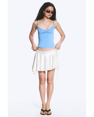 Monki Asymmetric Wrap Mini Skirt - Blue