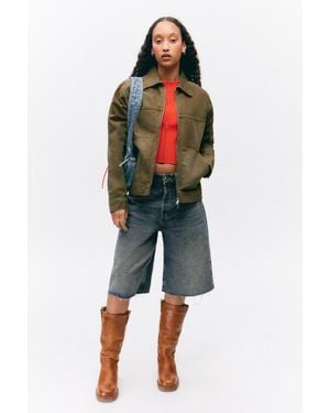 Monki Two-Way Zip Oxford Jacket - Green