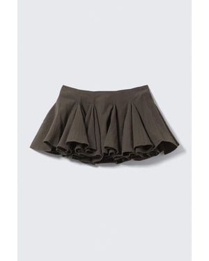 Weekday Pleated Cotton Mini Skirt - Grey