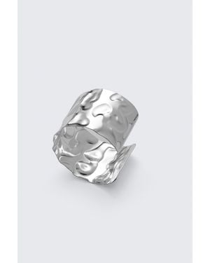 Weekday Wide Hammered Bangle - White