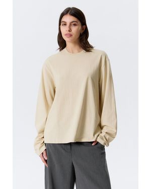 Weekday Long-Sleeved Boxy Cotton T-Shirt - Natural