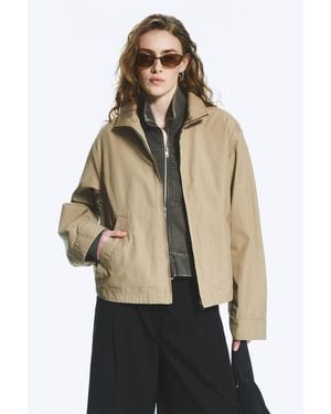 Weekday Relaxed Funnel-Neck Cotton Jacket - Natural