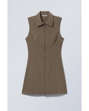 Weekday Sleeveless Mini Suiting Zip Dress - Green
