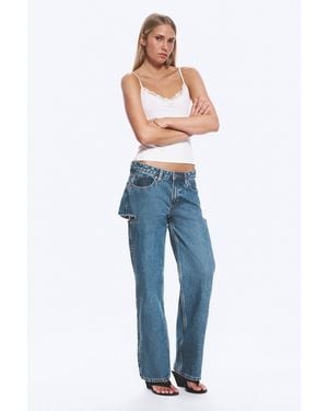 Monki Imoo Cut Low Rise Loose Wide Leg Jeans - Blue