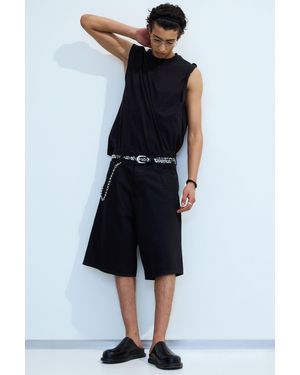 Weekday Astro Mid Rise Loose Baggy Denim Shorts - Black