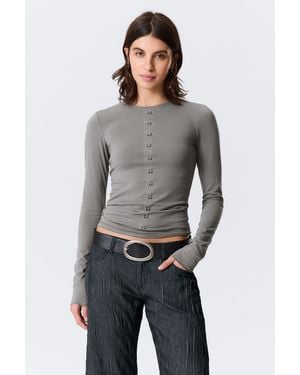 Weekday Pierced Long-Sleeved Top - Grey