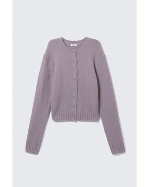 Monki Gebürstete Strickjacke Mit Knöpfen - Lila