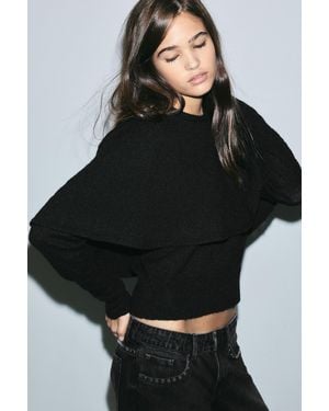Monki Slim Cape-Detail Jumper - Black