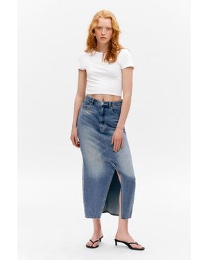 Monki Midi Denim Skirt - Blue