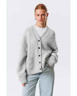Weekday Loose Fit Knitted V-Neck Cardigan - Grey
