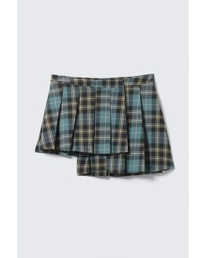 Monki Asymmetrischer, Plissierter Mini-Wickelrock - Grün