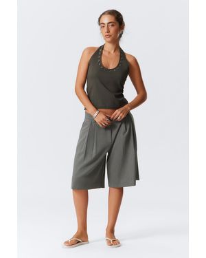 Weekday Wide Pleated Tailored Shorts - Grey