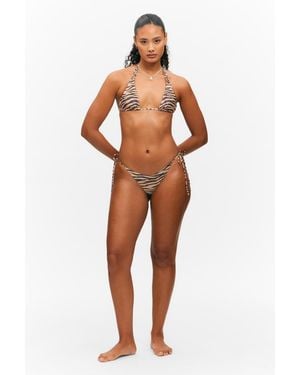 Monki Strappy Printed Bikini Bottoms - Natural