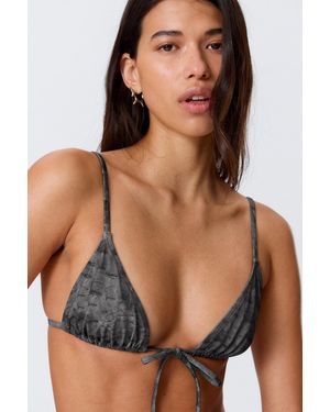 Weekday Printed Triangle Bikini Top - Black