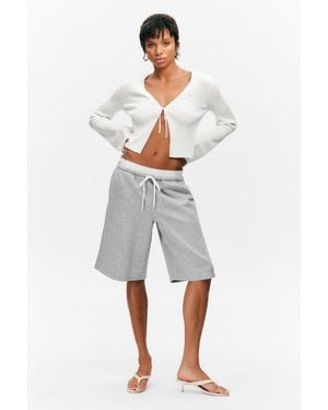 Monki Relaxed Low Rise Terry Bermuda Shorts - Grey