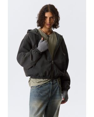 Weekday Relaxed Hooded Bomber Jacket - Black