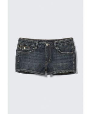 Monki Cheri Low Rise Mini Denim Shorts - Black