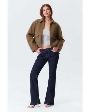 Monki Cropped Boxy Zip Jacket - Multicolour