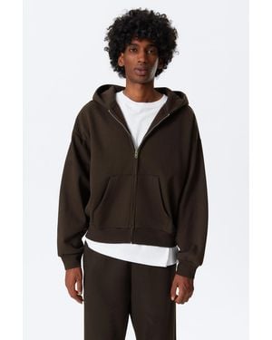 Weekday Loose Fit Zip Hoodie - Black