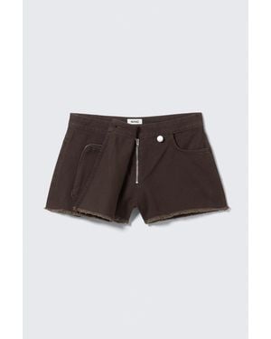 Monki Asymmetrischer Wickelskort Aus Baumwoll-Twill - Braun